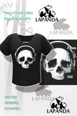 ;[LaPANDA]; Skull Men's V Neck Tee Mesh