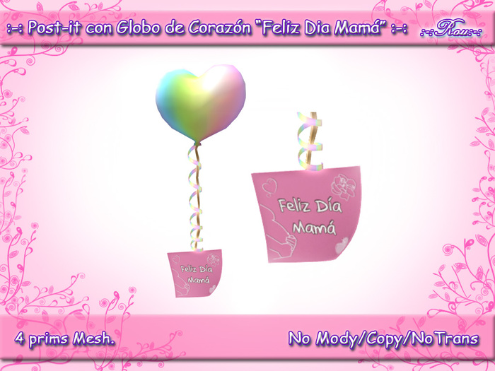 :-: Post-it c/Globo Corazon Feliz Dia Mama BOX :-: (REZZ&TOUCH)