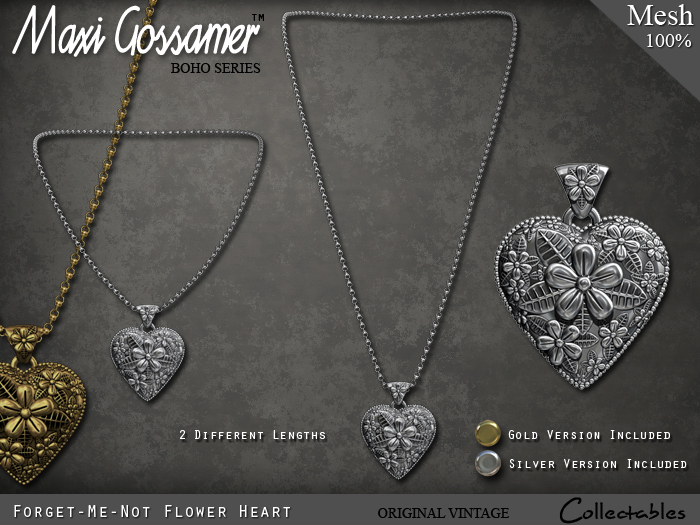 Necklace - Forget Me Not Flower Heart