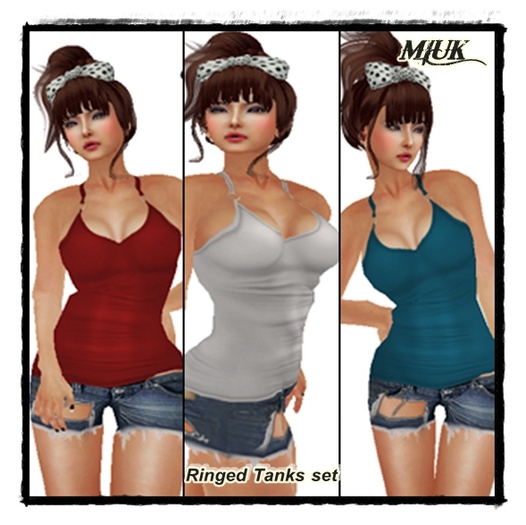 ::MIUK:: Red/White/Aqua Blue  Ringed Tank