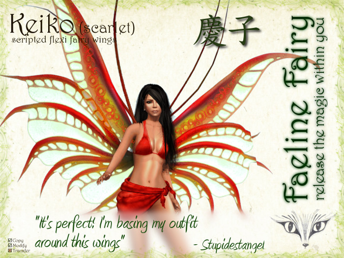 Keiko (scarlet) - flexi wings for tiny and large by Faeline Fairy