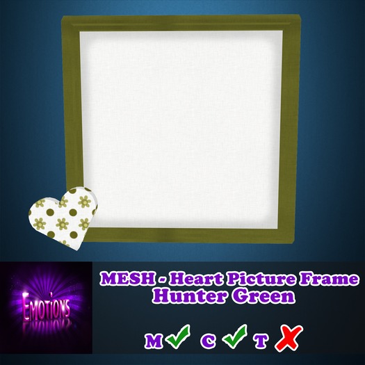 [Emotions Designs] - Heart Picture Frame - Hunter Green - MESH 