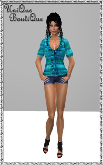 *UniQue* Mesh Frilly Shirt Blue