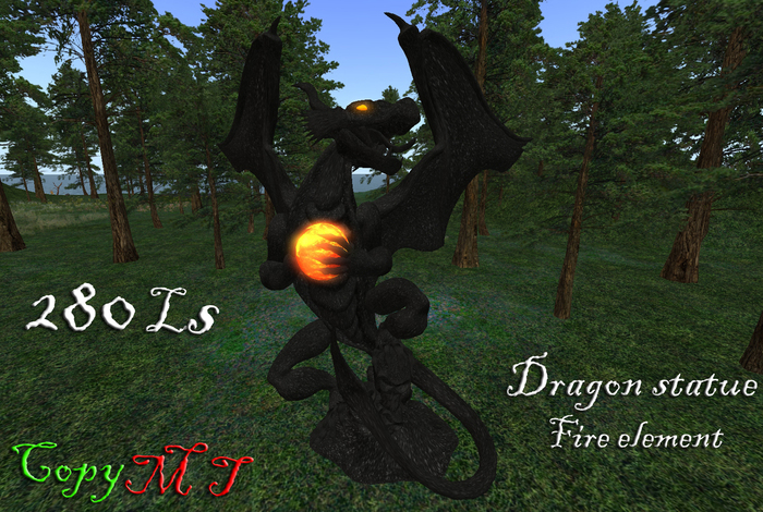 Black dragon statue / fire