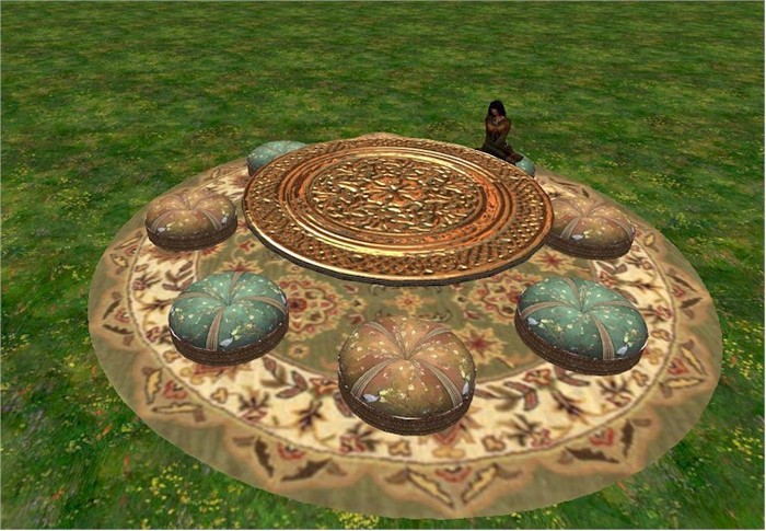 Elegance Cafe/Inn Seating for 8 (round; gold & moss) (boxed)