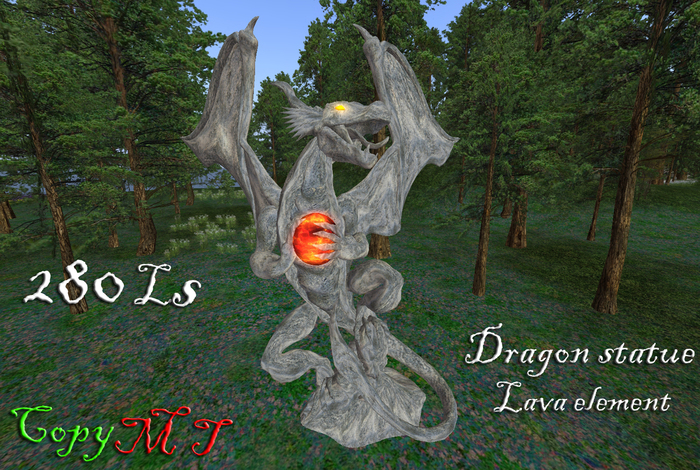 Grey dragon statue / lava
