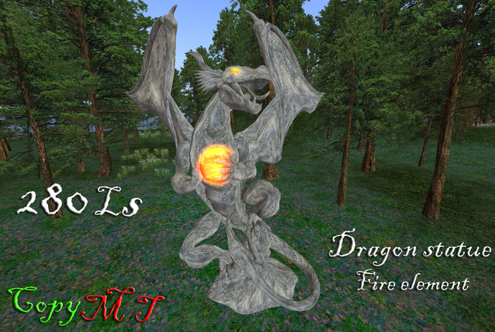 Grey dragon statue / fire