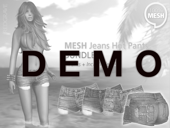 DEMO MESH Jeans-Hotpants with studs  - REDGRAVE