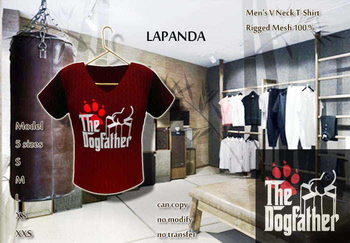 ;[LaPANDA]; DOGFATHER RED Men vneck t-shirt MESH