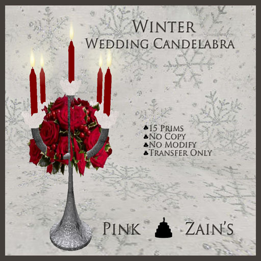 Winter Wedding Candelabra - Silver/Red2 [Box]