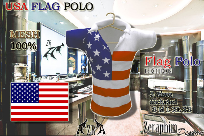 *.[ZR] USA FLAG POLO MESH 100%