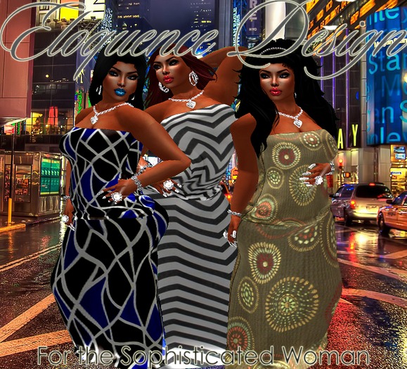 Eloquence Designbag Maxi Dress Blk&Blue