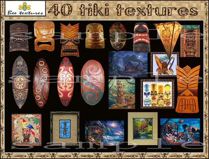 40 Tiki textures (masks and posters)