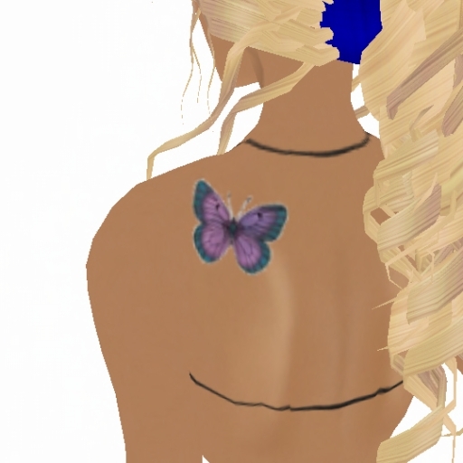PURPLE BUTTERFLY LEFT BACK SHOULDER TATTOO