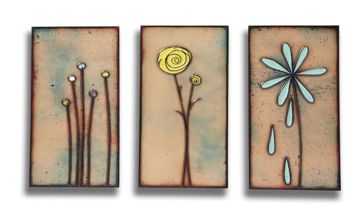 3 PANEL SIMPLE FLOWER ART ..  CUTOUT