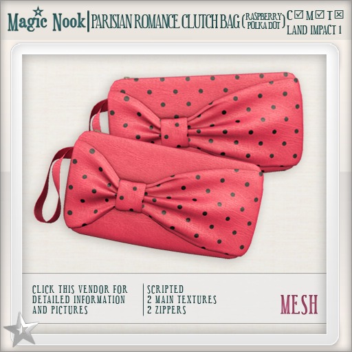 [MAGIC NOOK] Parisian Romance Clutch Bag (Polka Dot Raspberry) MESH