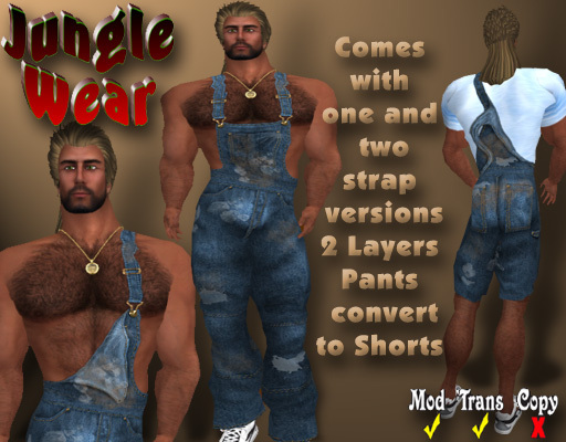 Jungle Wear - Overalls (Blue Denim Grunge)