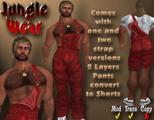 Jungle Wear - Overalls (Red Denim)