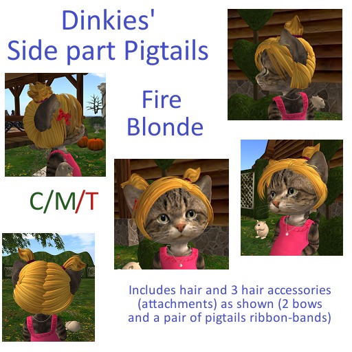 *Tiny B's Designs*Dinkie side-part pigtails - Fire Blonde
