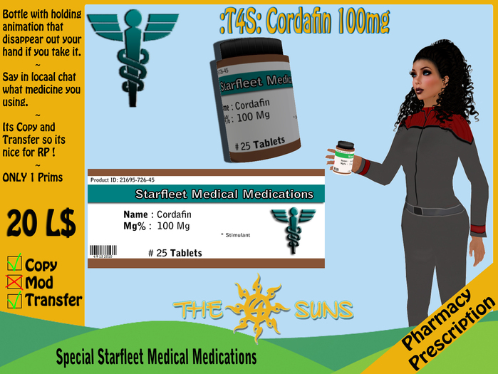 :T4S: Cordafin 100mg Pharmacy Prescription