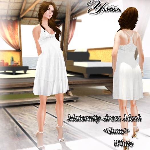 Maternity-dress Mesh  <Inna> White