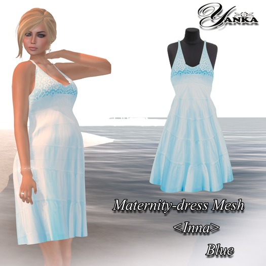 Maternity-dress Mesh  <Inna> Blue