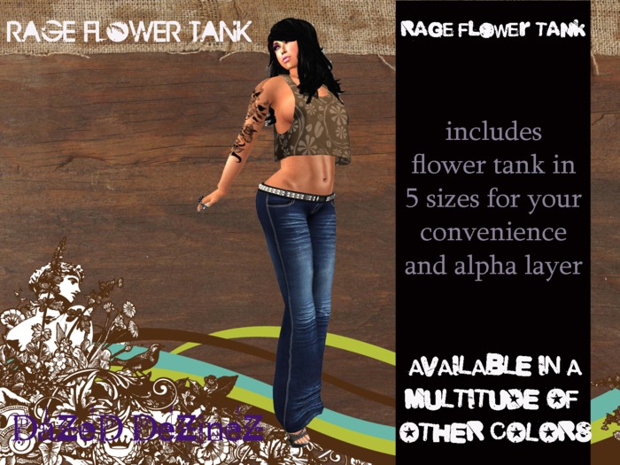 DaZeD DeZineZ Rage Tank Flowers Beige