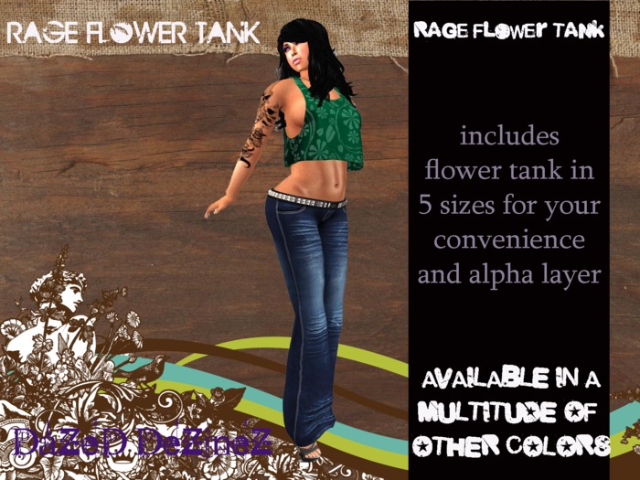 DaZeD DeZineZ Rage Tank Flowers Green