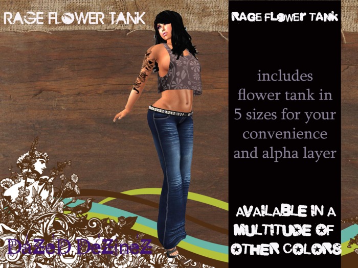DaZeD DeZineZ Rage Tank Flowers Taupe