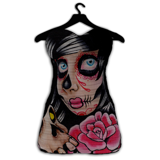 Second Life Marketplace - + gash + mesh zombie pinup minidress tank top  trendy retro blood t shirt dress urban teen mini dress skull emo girl
