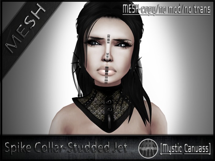 [MC] Spike Collar Studded [MESH]-Jet