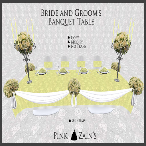 Bride and Groom Banquet Table/Yellow