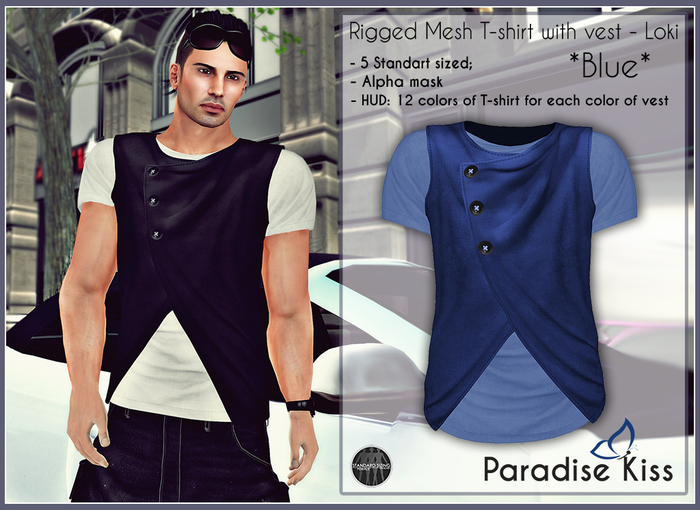 {Paradise Kiss} Loki T-shirt with vest-Blue