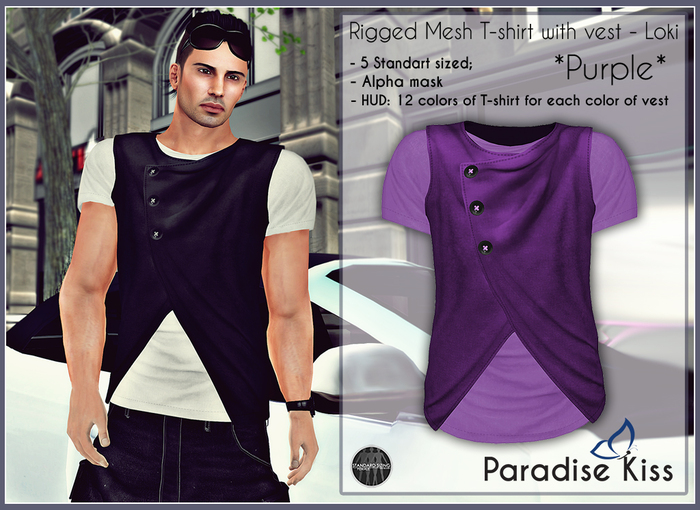 {Paradise Kiss} Loki T-shirt with vest-Purple