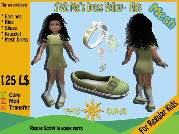 :T4S: Mel's Dress Yellow -  Kids