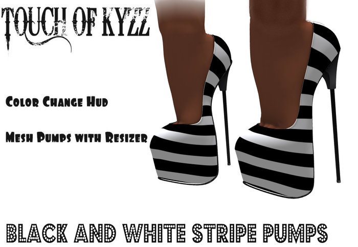 Touch Of Kyzz Black and White Stripe Pumps