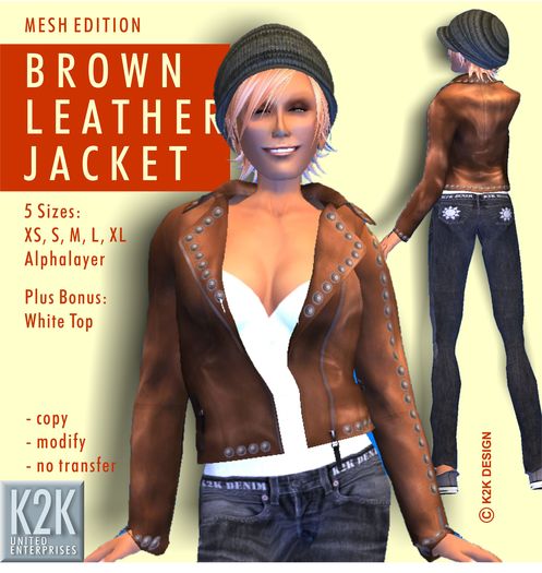 mesh - leather jacket brown #