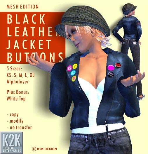 mesh - leather jacket buttons #