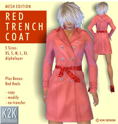 mesh - trench coat red #