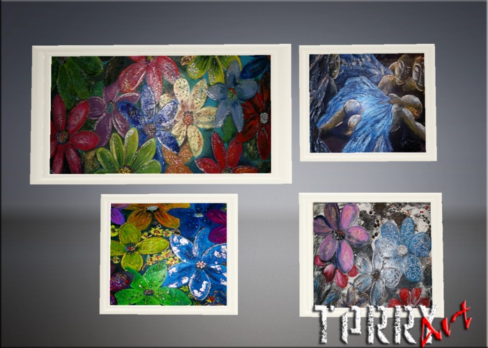 four paintings with flowers terryart