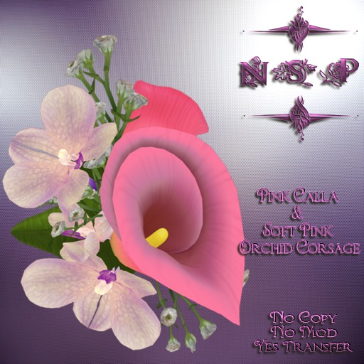 NSP Pink Calla Lily & Soft Pink Orchid Corsage (boxed)