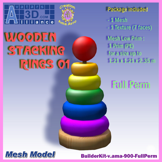 Wooden Stacking Rings 01 (mesh)BuilderKit-900-FullPerm-Alliance