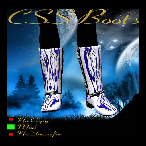 White and Blue Flames Boot :CSS BOOTS: