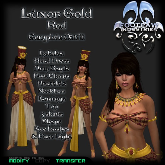 [FPI] Luxor Gold-Red - Female Outfit, Jewelry, Head dress, Shape, Eye Lashes & Face Light