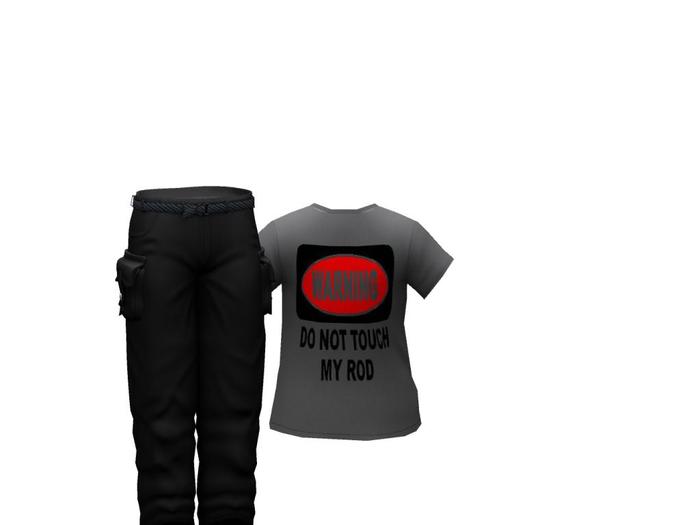 V TEE DO NOT TOUCH MY ROD GREY SHIRT ONLY