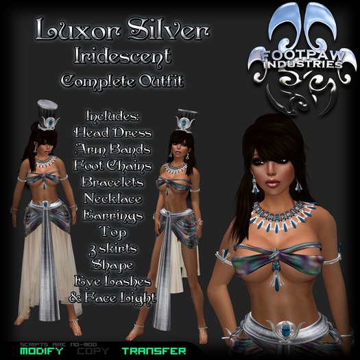 [FPI] Luxor Silver-Iridescent - Female Outfit, Jewelry, Head dress, Shape, Eye Lashes & Face Light