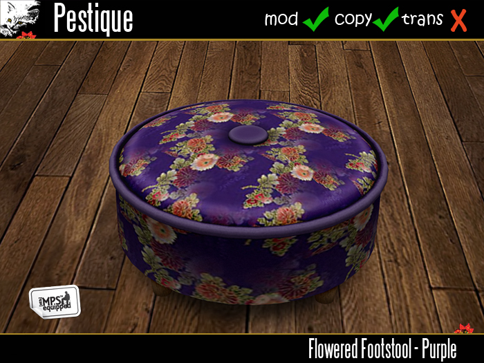 Flowered Footstools - Set 2     low prim casual seating