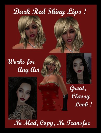 Dark Red Shiny Lips