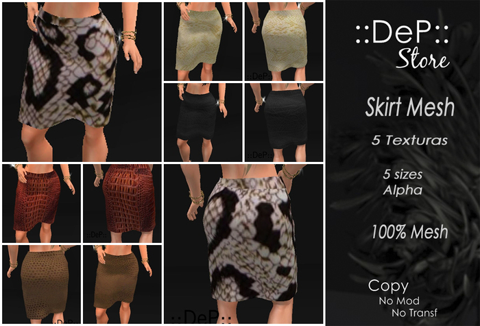 ::DeP:: Skirt Mesh 5 textures Leather