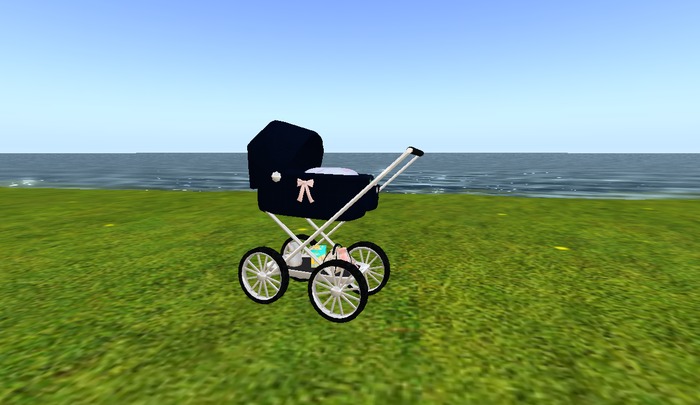 Pram With Animation - Newborn Single - Girl with Pink Bow